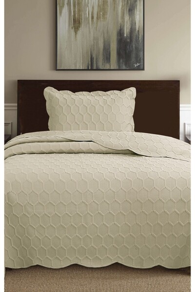 Bikaya Home Honey Comb 3D Tek Kişilik Yatak Örtüsü Seti (2 Parça) - 180x240 cm - Pvc Çantalı