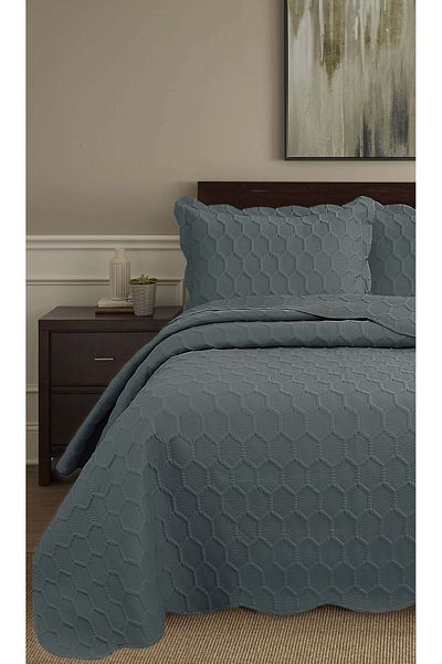 Bikaya Home Комплект кувертюри за двойно легло с 3D пчелна пита (3 части) - 260x240 см - PVC торбичка