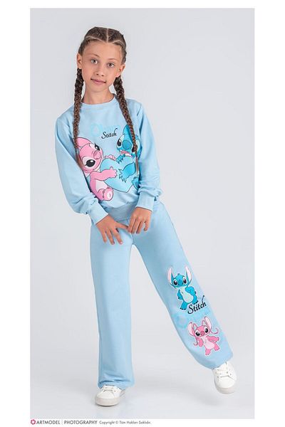 LİLLYPİCCA Set de 2 bucăți pentru fete, hanorac cu modele și pantaloni largi cu picioare largi