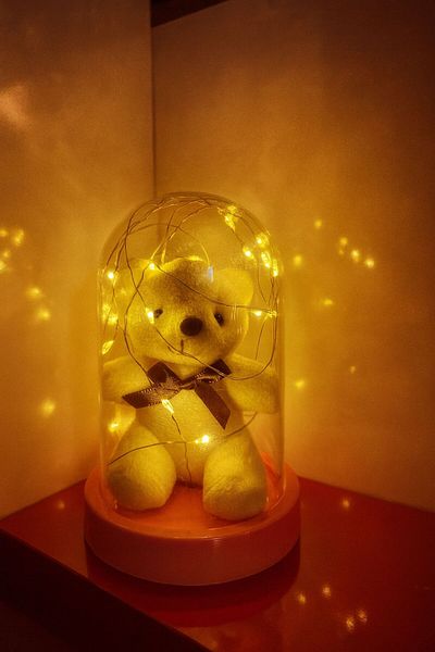 etxShop 2 Pieces Led Lighted Special Day Mawlid, Birthday, Party Gift Teddy Bear Bell Baby Gift 9X13Cm