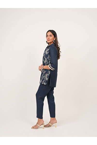Lehar Navy Blue Embroidered & Sequinned Co-Ord Set