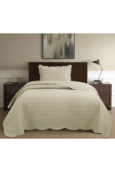Bikaya Home Honey Comb 3D Tek Kişilik Yatak Örtüsü Seti (2 Parça) - 180x240 cm - Pvc Çantalı