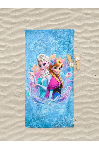 Home Frozen Elsa Patterned Digital Printed Girl's Beach Bath Towel