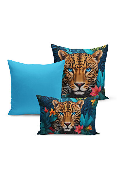 Bertille Home Set de 3 huse de pernă cu imprimeu digital pe două fețe din ser...