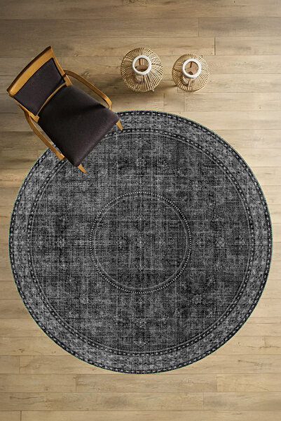 Viyana Home Dijital Kaymaz Taban Sade Etnik Model Yıkanabilir Yuvarlak Mutfak...