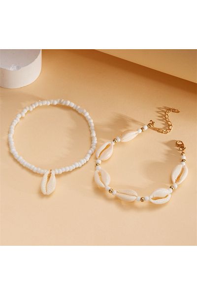 İPAR AKSESUAR Sea Shell 2-Piece Ankle Bracelet