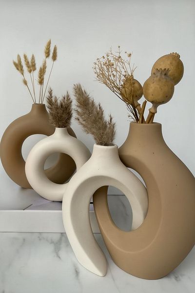 Minima Art Studio مجموعة مكونة من 4 مزهريات بوهيمية على الطراز الشمالي من Pinterest Pampas Vase ديكور لغرفة المعيشة وإكسسوارات طاولة