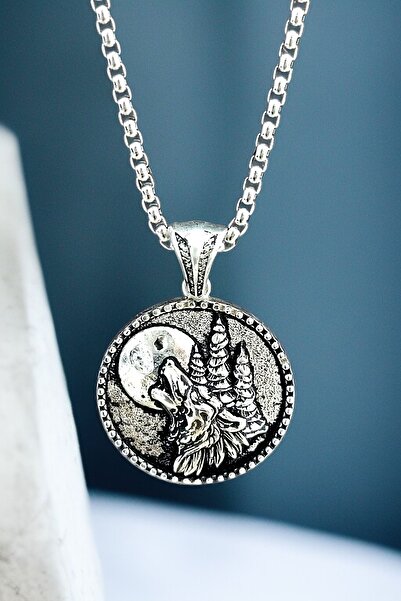 AK STORE SİLVER Gümüş Kaplama K-157 Paslanmaz Kromix Erkek Kolyesi Dolunayda ...