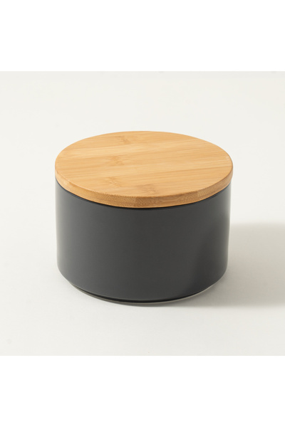 Dallaty 3 Pcs Grey Chalk Storage Jars With Bamboo Lid