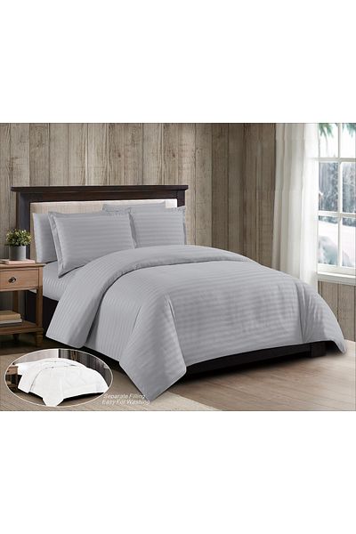 TIME LIMITED Hilton 5-Piece Hotel Stripe Comforter Set – Beige | Queen Bed Size 140x200