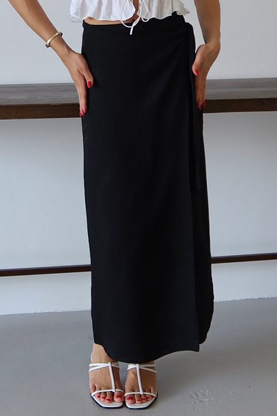 Balenbi Women's Waist Tie Linen Blended Woven Skirt 1106