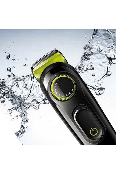 Braun Men's Beard Trimmer, Wireless and Rechargeable, Black and Green