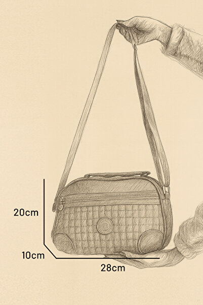 MILANOFOX Women's Crinkle Fabric Quilted Shoulder and Hand Bag – 4 Compartments, Adjustable Strap, Lined Model