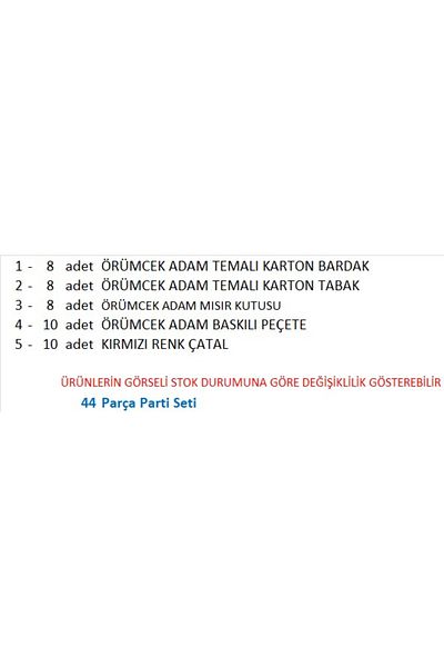 ZENVİVA Spiderman 8 farfurii, 8 pahare, 8 cutii de porumb, 10 servetele, 10 furculite