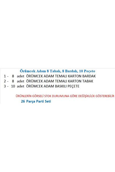 ZENVİVA Spiderman 8 farfurii, 8 pahare, 10 servetele
