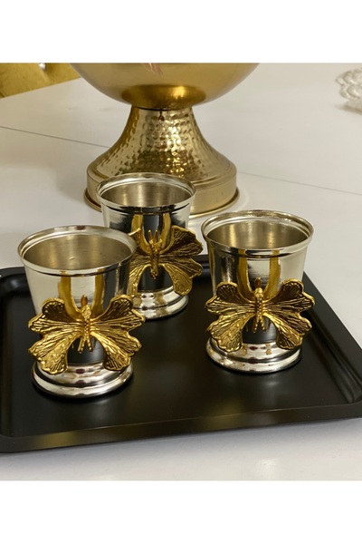 SEVA ÇELİK SILVER COLOR BUTTERFLY 3 PIECES ROSE BUCKET LUXURY