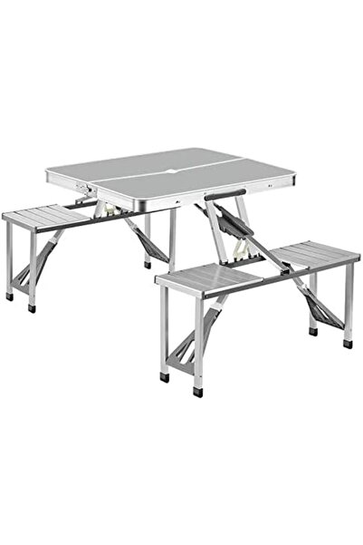 Twinkle Mart One Piece Design Folding Table and 4 Seats Stools, Portable Outd...