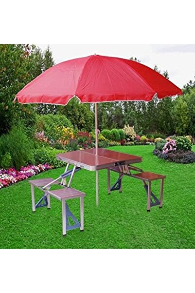 Twinkle Mart Folding Aluminum Picnic Table With 4 Seats, Silver - BD-ALU-TB