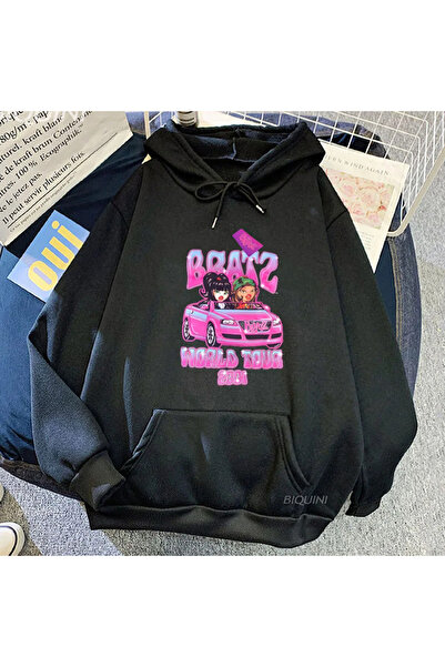 Tarzsokak هوديي براتز كارتوني أسود للجنسين ملابس الشارع الشهير هوديي رجالي مض...