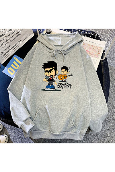 Tarzsokak بلوفرات بقلنسوة رمادية للجنسين من pa kayaRumba Duo ملابس كاجوال عصر...