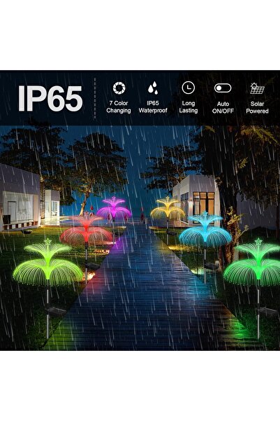 COOYA 2 Pcs Outdoor Jellyfish Solar Lights,Waterproof 7 Color,for Porch Patio Yard Deck Walkway Decoration