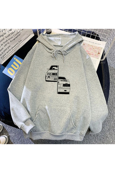 Tarzsokak Hanorace gri unisex cu imprimeu grafic, îmbrăcăminte vintage confor...