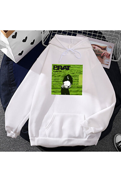 Tarzsokak Білий унісекс-альбом Brat з графічним принтом для шанувальників поп...