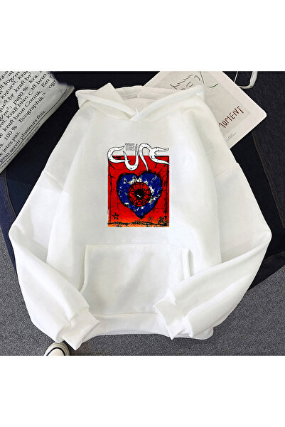 Tarzsokak سترة بيضاء للجنسين من The Cure Music Band ذات قلنسوة مزاجية ثقيلة ك...