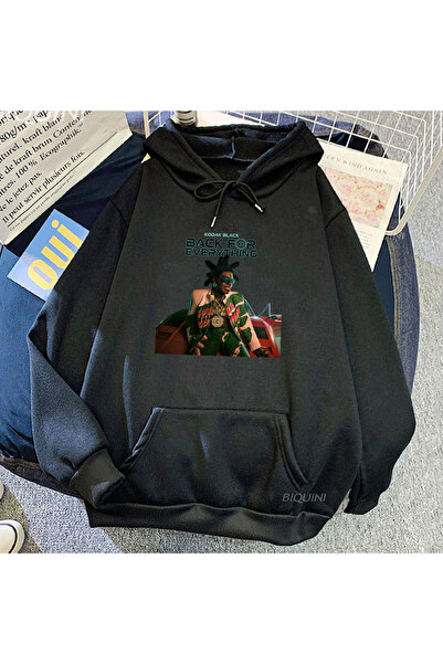 Tarzsokak Haine negre unisex Kodak Black Back cu glugă pentru orice ocazie