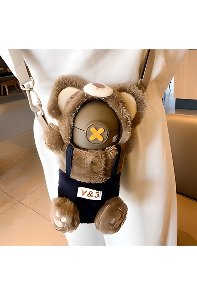 Yelajoy 450ML Kawaii Insulated Water Bottle, 316 Stainless Steel, Cute Girl Outdoor Bottle (Brown)