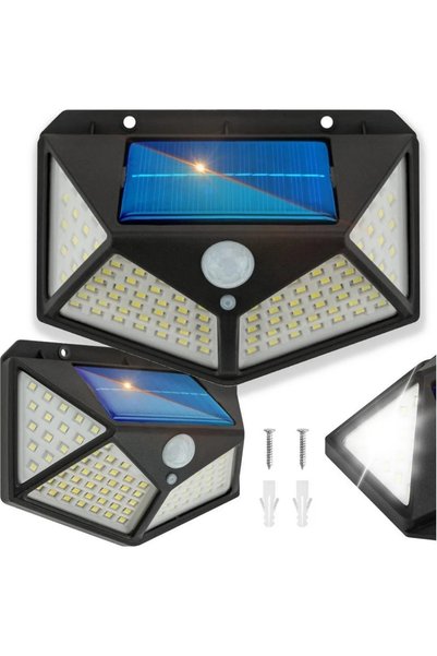 OEM Set of 2 solar wall lamps with 100 LEDs and motion sensor, BK-100