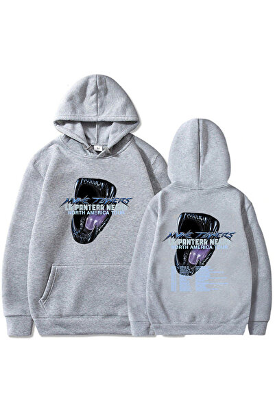 Tarzsokak Hanorace Gri Unisex cu Imprimeu Myke Towers Rapper, Turneul La Pant...