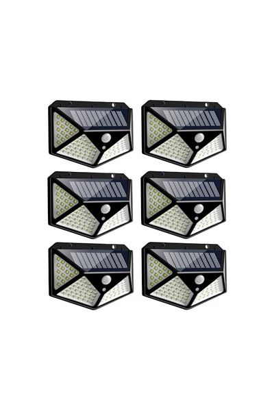 Generic Set of 6 solar-powered lamps, motion sensor, 3 lighting levels, 100 LEDs