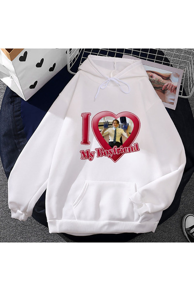 Tarzsokak Λευκό Unisex I Love My Friend Kit Connor Φούτερ με κουκούλα και τσέ...