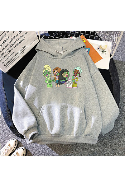Tarzsokak Γκρι Unisex φούτερ με γράμματα Bratz, άνετα με λαιμόκοψη Crewneck, ...