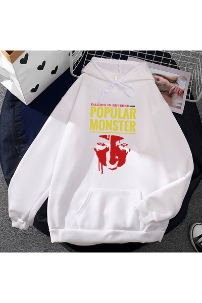 Tarzsokak White Unisex Streetwear Reverse Falling Popular Monstour Hoodies so