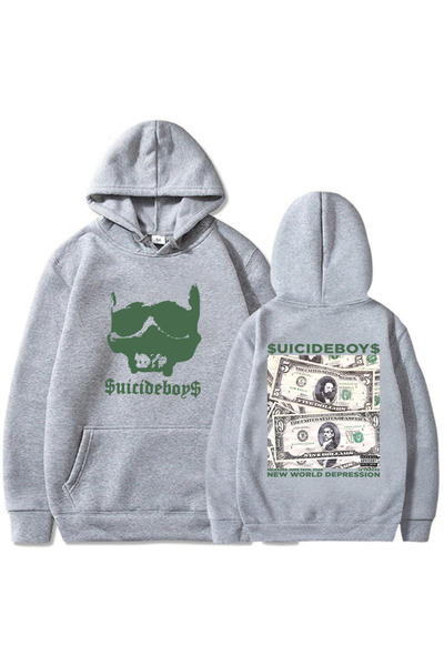 Tarzsokak Gri Unisex NEW WORLD DEPRESSI Album Hanorace Streetwear Ropa Hombre...