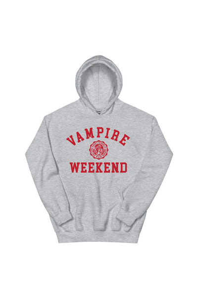 Tarzsokak Γκρι Unisex VAMPIRE WEEKEND Φούτερ με κουκούλα ροκ συγκροτήματος Hi...