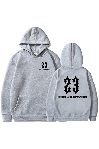 Tarzsokak Hanorace gri unisex 23 Central Cee cu imprimeu GREATNESS'T RUSH'A N...