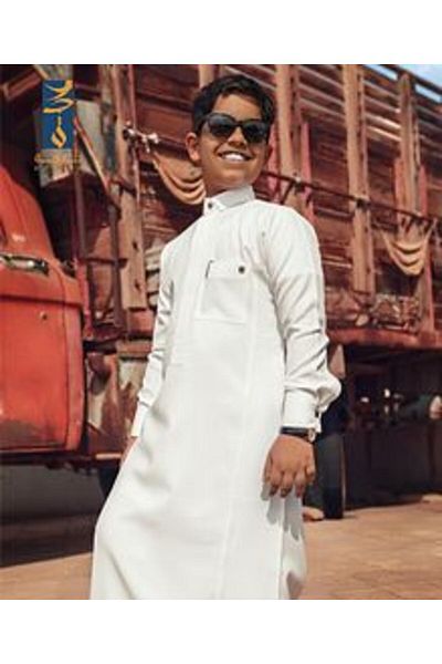 burjah ثوب بيزنس كيدز - أوف وايت Business Kids Thobe - Cream White