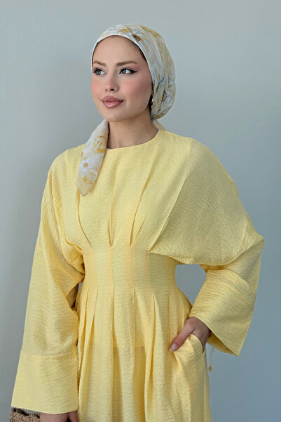 Şulemoda Giyim Φόρεμα με ζώνη Άιφελ κίτρινο