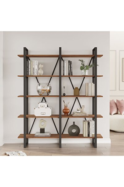 Yurupa Meva E Ofis Kitaplık 5 Raflı Metal Ayaklı Barok MEV05-BA