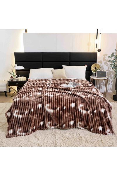 JOJO HOME Patura Cocolino, Uni, 2 persoane, 200x230cm, Maro multicolor