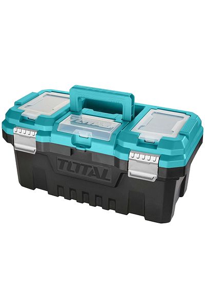 TOTAL صندوق أدوات بلاستيكي TPBX0172 مقاس 17 بوصة مع مشابك معدنية، أقصى حمولة 15 كجم، أبعاده 436×220×205 مم