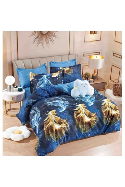 OEM Elegant Double Bed Linen Set of 6 Pieces, Fine Cotton, Elastic Bed Sheet 180x200cm, 4 Pillowcases, B