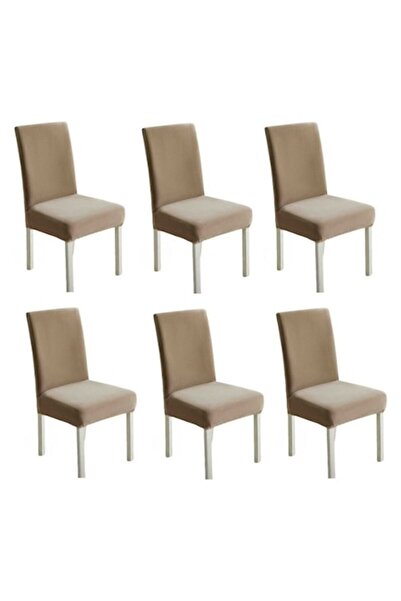 OEM Set 6 huse universale elastice pentru scaune, catifea, bej, MS STAR