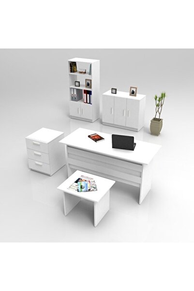 Yurupa Bega ABCDE Ofis Büro Masa Takımı 3 Renk Beyaz BEG14-W