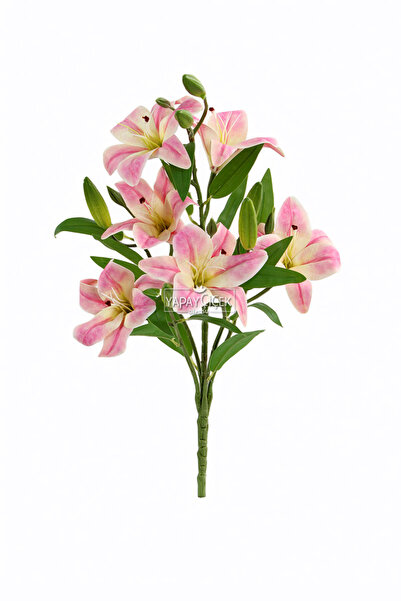 Yapay Çiçek Deposu Yapay Çiçek Lüx Dev 6lı Vazo Lilyumu Buketi 60 cm Pembe