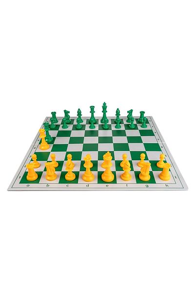 MagazinulDeSah Combo set Green: White/green PVC sheet, 57mm + Staunton 6 light green/yellow pieces
