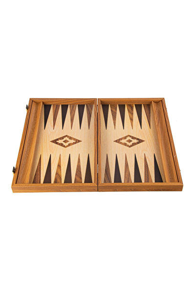 Manopoulos Set joc table/backgammon lemn cu aspect de stejar – 47,5 x 60 cm